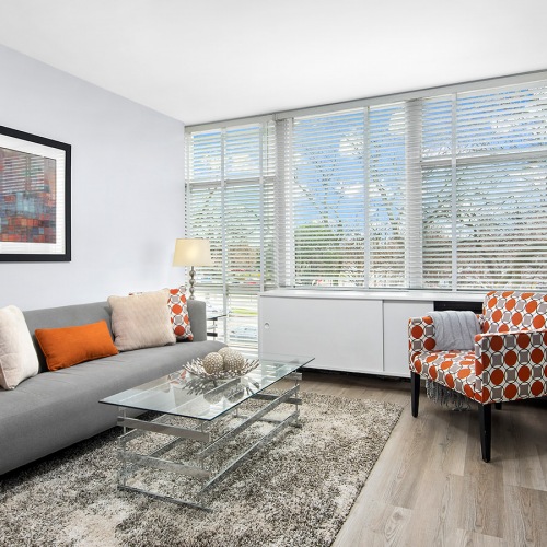 Renovated Living Room with Plank Flooring Renovated Living Room with Plank Flooring